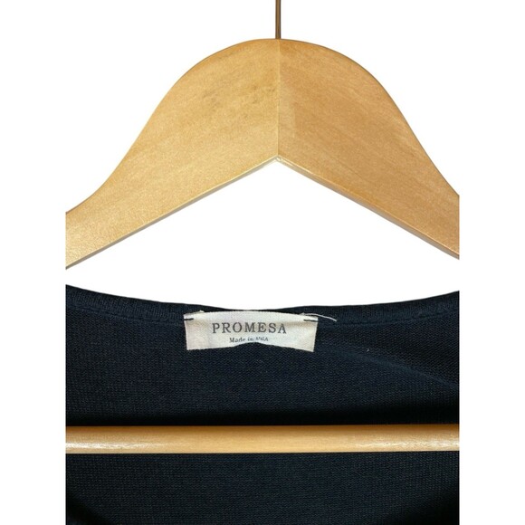 Promesa Women's Black Sweater Dress M Long Sleeve Ruffle Hem Soft Knit Boho USA - Picture 3 of 6